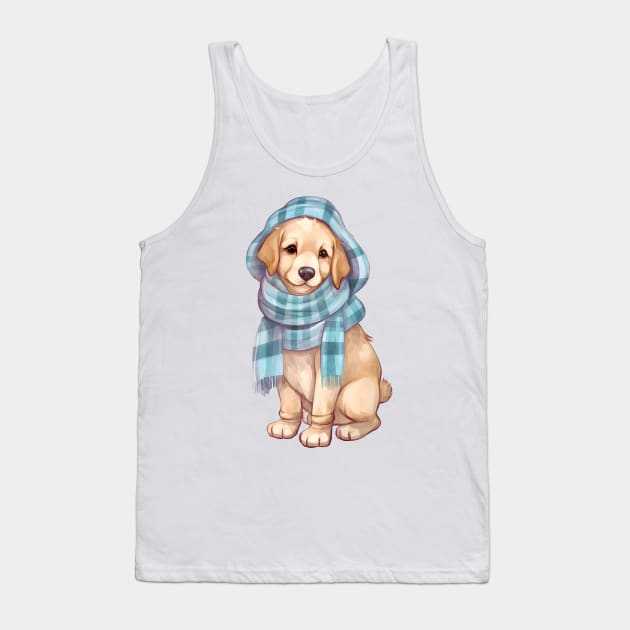 Watercolor Cozy Golden Retriever Dog Tank Top by Chromatic Fusion Studio